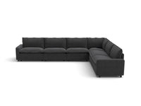 Modular Cero Sectional with Recliner | 6-Piece Grey Linen Large Space V-Shaped Sectionals 6-Seater