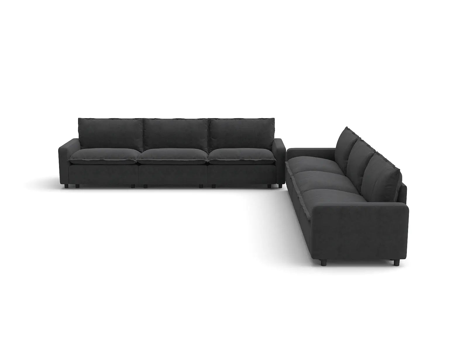 Modular Cero Modular Sectional Couch | 6-Piece Grey Linen Large Space V-Shaped Sectionals 6-Seater