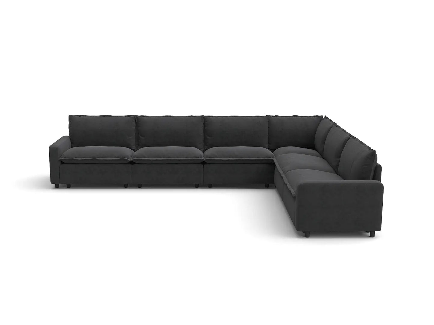 Modular Cero Modular Sectionals | 6-Piece Grey Linen Large Space V-Shaped Sectionals 6-Seater