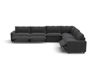 Modular Cero Reclining Sectionals | 6-Piece Grey Linen Large Space V-Shaped Sectionals 6-Seater