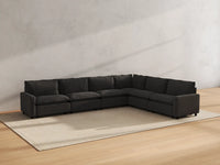 Modular Cero Modular Sectionals | 6-Piece Grey Linen Large Space V-Shaped Sectionals 6-Seater