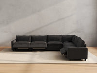 Modular Cero Reclining Sectionals | 6-Piece Grey Linen Large Space V-Shaped Sectionals 6-Seater