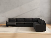 Modular Cero Sectional with Recliner | 6-Piece Grey Linen Large Space V-Shaped Sectionals 6-Seater