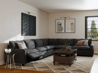 Modular Cero Sectional with Recliner | 6-Piece Grey Linen Large Space V-Shaped Sectionals 6-Seater