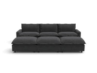 Modular Cero Reclining Sectionals | 6-Piece Grey Linen Open Plan Pit Sectionals 3-Seater with 3-Ottomans