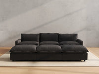 Modular Cero Reclining Sectionals | 6-Piece Grey Linen Open Plan Pit Sectionals 3-Seater with 3-Ottomans
