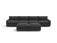 Modular Cero Reclining Sectionals | 6-Piece Grey Linen Open Plan Sofa Sets 4-Seater with 2-Ottomans