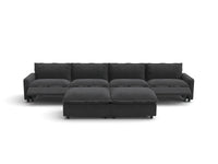 Modular Cero Reclining Sectionals | 6-Piece Grey Linen Open Plan Sofa Sets 4-Seater with 2-Ottomans