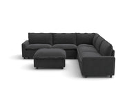 Modular Cero Sofa Set Recliner | 6-Piece Grey Linen Open Plan Sofa Sets 5-Seater with 1-Ottoman