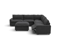 Modular Cero Sofa Set Recliner | 6-Piece Grey Linen Open Plan Sofa Sets 5-Seater with 1-Ottoman