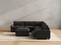 Modular Cero Sofa Set Recliner | 6-Piece Grey Linen Open Plan Sofa Sets 5-Seater with 1-Ottoman