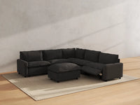 Modular Cero Sofa Set Recliner | 6-Piece Grey Linen Open Plan Sofa Sets 5-Seater with 1-Ottoman