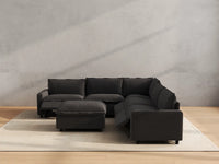 Modular Cero Reclining Sectionals | 6-Piece Grey Linen Open Plan Sofa Sets 5-Seater with 1-Ottoman