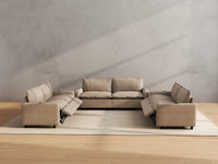 Modular Cero Reclining Sectionals | 6-Piece Khaki Linen Grand Estate U-Shaped Sectionals 6-Seater