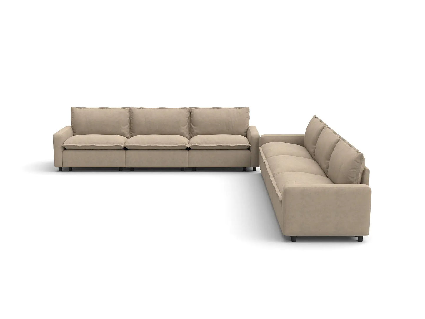 Modular Cero Modular Sectionals | 6-Piece Khaki Linen Grand Estate V-Shaped Sectionals 6-Seater