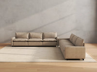 Modular Cero Modular Sectionals | 6-Piece Khaki Linen Grand Estate V-Shaped Sectionals 6-Seater