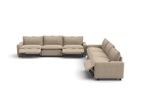 Modular Cero Reclining Sectionals | 6-Piece Khaki Linen Grand Estate V-Shaped Sectionals 6-Seater