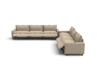 Modular Cero Reclining Sectionals | 6-Piece Khaki Linen Grand Estate V-Shaped Sectionals 6-Seater