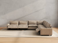 Modular Cero Reclining Sectionals | 6-Piece Khaki Linen Grand Estate V-Shaped Sectionals 6-Seater