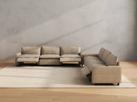 Modular Cero Reclining Sectionals | 6-Piece Khaki Linen Grand Estate V-Shaped Sectionals 6-Seater