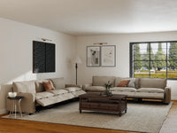Modular Cero Reclining Sectionals | 6-Piece Khaki Linen Grand Estate V-Shaped Sectionals 6-Seater