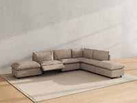 Modular Cero Reclining Sectionals | 6-Piece Khaki Linen Home Living L-Shaped Sectionals 4-Seater with 2-Ottomans