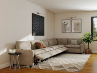Modular Cero Reclining Sectionals | 6-Piece Khaki Linen Home Living L-Shaped Sectionals 6-Seater