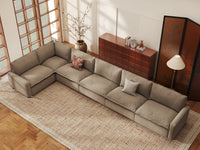 Modular Cero Modular Sectionals | 6-Piece Khaki Linen Home Living L-Shaped Sectionals 6-Seater