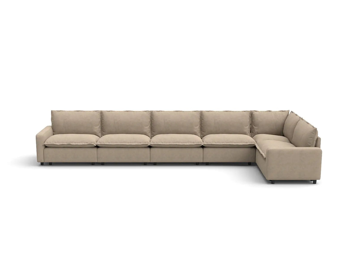 Modular Cero Modular Sectionals | 6-Piece Khaki Linen Home Living L-Shaped Sectionals 6-Seater