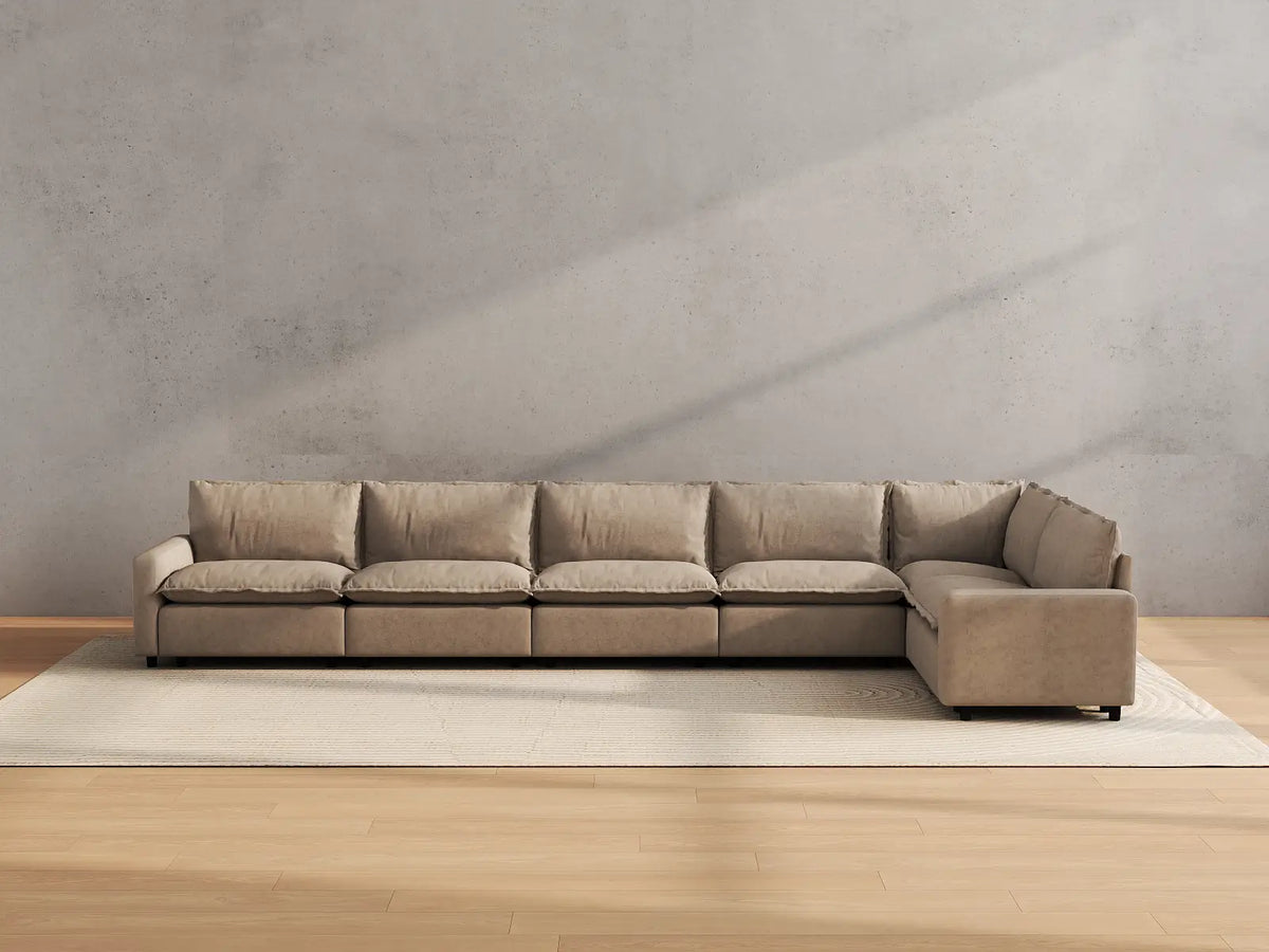 Modular Cero Modular Sectionals | 6-Piece Khaki Linen Home Living L-Shaped Sectionals 6-Seater