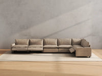Modular Cero Reclining Sectionals | 6-Piece Khaki Linen Home Living L-Shaped Sectionals 6-Seater