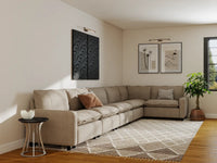 Modular Cero Modular Sectionals | 6-Piece Khaki Linen Home Living L-Shaped Sectionals 6-Seater