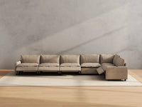Modular Cero Reclining Sectionals | 6-Piece Khaki Linen Home Living L-Shaped Sectionals 6-Seater