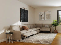 Modular Cero Reclining Sectionals | 6-Piece Khaki Linen Home Living L-Shaped Sectionals 6-Seater