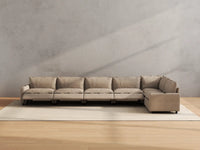Modular Cero Reclining Sectionals | 6-Piece Khaki Linen Home Living L-Shaped Sectionals 6-Seater