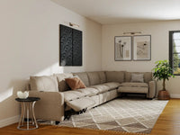 Modular Cero Reclining Sectionals | 6-Piece Khaki Linen Large Space L-Shaped Sectionals 6-Seater