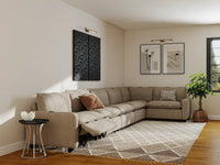Modular Cero Reclining Sectionals | 6-Piece Khaki Linen Large Space L-Shaped Sectionals 6-Seater