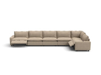 Modular Cero Reclining Sectionals | 6-Piece Khaki Linen Large Space L-Shaped Sectionals 6-Seater
