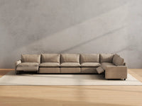 Modular Cero Reclining Sectionals | 6-Piece Khaki Linen Large Space L-Shaped Sectionals 6-Seater