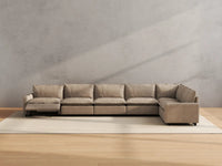 Modular Cero Reclining Sectionals | 6-Piece Khaki Linen Large Space L-Shaped Sectionals 6-Seater