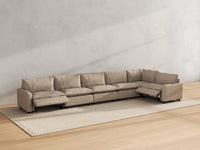 Modular Cero Reclining Sectionals | 6-Piece Khaki Linen Large Space L-Shaped Sectionals 6-Seater