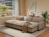 Modular Cero Modular Sectionals | 6-Piece Khaki Linen Large Space Pit Sectionals 3-Seater with 3-Ottomans