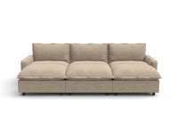 Modular Cero Modular Sectionals | 6-Piece Khaki Linen Large Space Pit Sectionals 3-Seater with 3-Ottomans