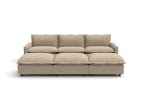 Modular Cero Reclining Sectionals | 6-Piece Khaki Linen Large Space Pit Sectionals 3-Seater with 3-Ottomans