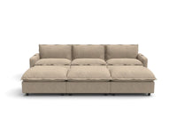 Modular Cero Reclining Sectionals | 6-Piece Khaki Linen Large Space Pit Sectionals 3-Seater with 3-Ottomans