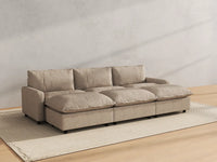 Modular Cero Modular Sectionals | 6-Piece Khaki Linen Large Space Pit Sectionals 3-Seater with 3-Ottomans