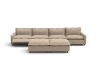 Modular Cero Reclining Sectionals | 6-Piece Khaki Linen Large Space Sofa Sets 4-Seater with 2-Ottomans