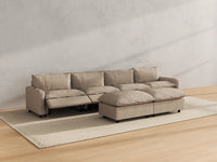 Modular Cero Reclining Sectionals | 6-Piece Khaki Linen Large Space Sofa Sets 4-Seater with 2-Ottomans