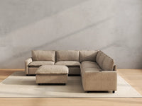 Modular Cero Reclining Sectionals | 6-Piece Khaki Linen Large Space Sofa Sets 5-Seater with 1-Ottoman