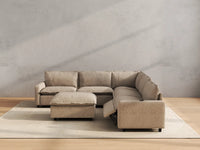Modular Cero Reclining Sectionals | 6-Piece Khaki Linen Large Space Sofa Sets 5-Seater with 1-Ottoman